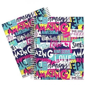 Grafoplás 16512660. Cuaderno A5 Espiral, Cuadriculado 5x5, Tapa Dura, 5 Bandas Color, Colección Sé