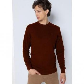 Jersey básico granate para hombre Six Valves con cuello caja