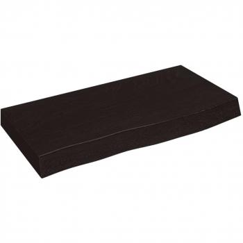 Estante de pared de madera de roble macizo tratado marrón oscuro 60x30x(2-6) cm