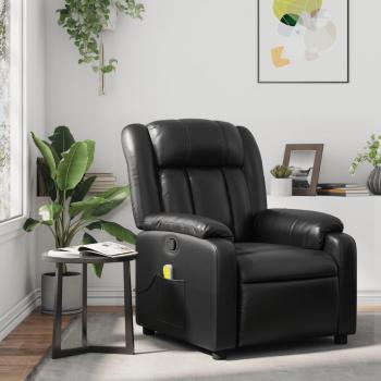 Sillón de masaje reclinable de cuero sintético negro