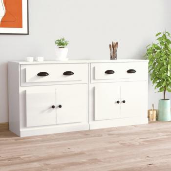 Aparador 2 PCs blanco pulido en madera multicapa con acabado brillante