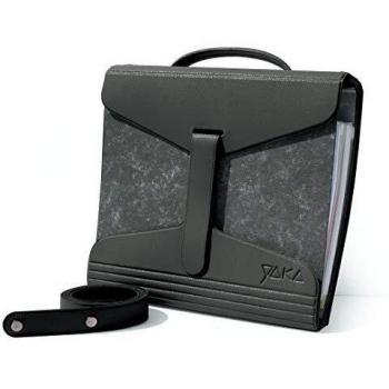 YaKa Archivador Portátil A4 - Negro - Bolso Archivador Escuela, Oficina, Trabajo y Suministros - Organizador de Documentos y Papeleo con Correas y Asa - Apto para Libros 40-80mm