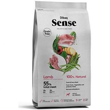Dibaq Sense Grain Free Cordero. Pienso 100% Natural sin cereales para perros. 12 Kg. 100% natural.