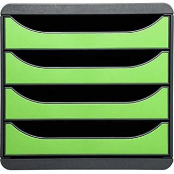 Exacompta BigBox - Mueble archivador con 4 cajones, color gris y verde