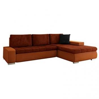 Sofá rinconero Comfivo 147 con función de descanso y caja de ropa de cama, 302 x 80 x 213 cm, color rojo