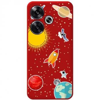 Funda de Silicona Líquida Roja para Xiaomi Poco F6 5G con Diseño Espacio