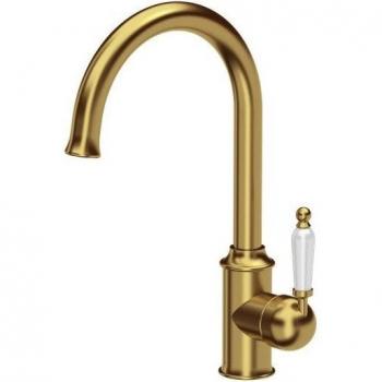 Grifo de cocina mezclador RACHEL SteelQ Gold, 360°, función QFix, altura 33 cm, cerámica superior