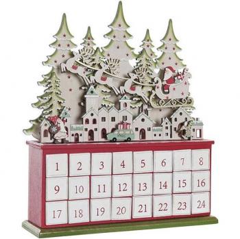 Calendario de Adviento DKD Home Decor de Madera con LED, dimensiones 32 x 8,5 x 38 cm