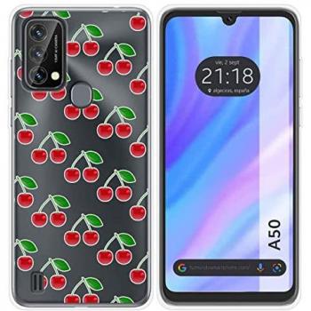 Funda Silicona Transparente Personalizada con Diseño de Cerezas para Blackview A50