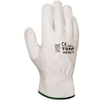GUANTE FLOR VACUNO RIBETE BLANCO EMBOLSADO 8