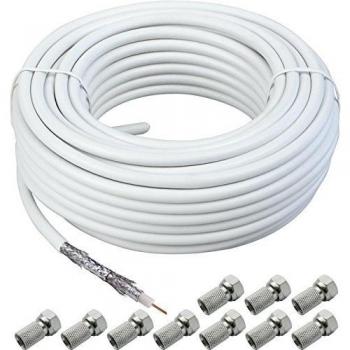 Cable Coaxial Schwaiger 100 m, 120 dB, Cuatro capas de blindaje, Conectores F, Resistente a la humedad