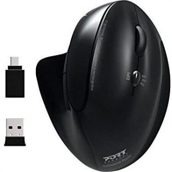 Ratón Ergonómico Inalámbrico Recargable Bluetooth para Diestros 1600 DPI Negro