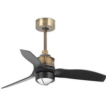 Ventilador de Techo Just Steel con Difusor de Cristal 67,4 cm y Faro Barcelona 33429-10 JUST FAN LED Ventilador de techo en oro viejo/negro de 81 cm