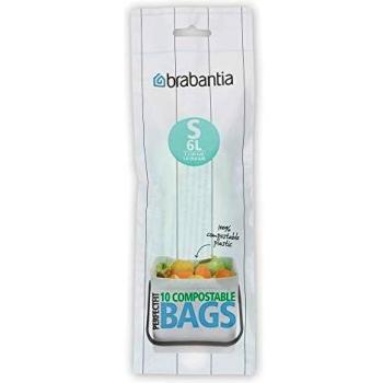 Brabantia Sort and Go Compostable Bin Liners, 6 L - Size S, 10 Bags