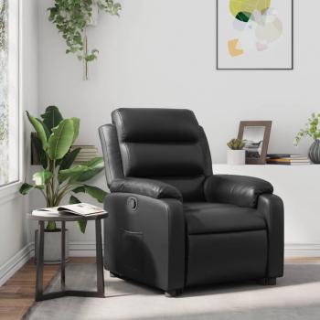 Silla reclinable de cuero sintético negro Vidaxl con reposabrazos, función de reclinación ajustable y diseño moderno