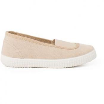 Zapatillas Ecológicas de Lona para Niña con Elástico Central - Talla 32 Color Beige