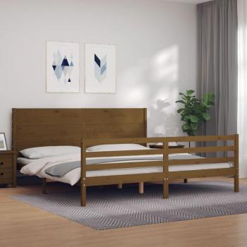 Cama solar sin colchón ámbar 200x200 madera maciza con estructura cama y cabecero de madera maciza marrón miel 200x200 cm Vidaxl Marrón