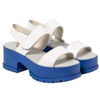 Art Sandalias de tacón Manchester de piel 1829 NAPPA WHITE-BLUE para Mujer, color White-blue, talla 39 EU, altura del tacón de 5 a 8cm, con cierre de Velcro, estilo