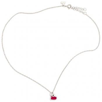 Collar y Pendientes Criollas Agatha Ruiz de la Prada 925m Plata Ley NÁCARA niña, corazón rojo esmaltado colgante, longitud collar 38 cm