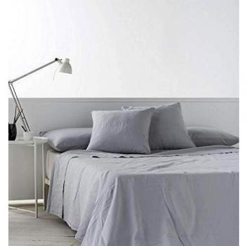 NATURALS Encimera de Lino Gris Pálido Cama 105 cm