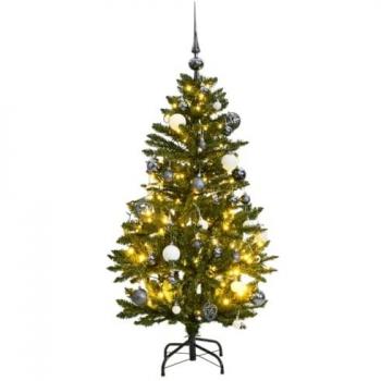 vidaXL Artificial Hinged Christmas Tree 150 LEDs & Ball Set 120 cm