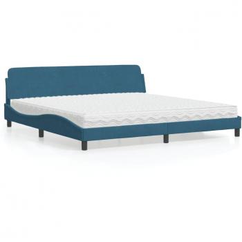 Cama con colchón de terciopelo azul 200x200 cm Vidaxl