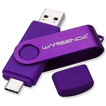 Wansenda TC108 - Memoria USB Tipo C USB 3.0 de 128 GB USB C Pen Drive Dual OTG Flash Drive para Samsung Galaxy S8 / S8 + / S9 / S9 + / S10, Note 8, LG G6, V30, Google Pixel XL