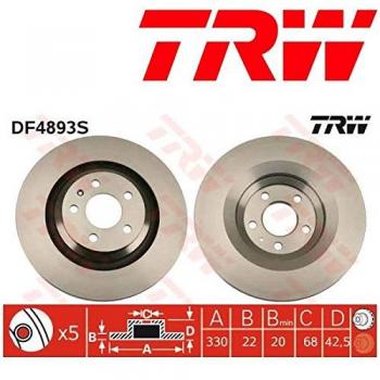 Disco de freno TRW DF4893S, ventilado, 1 pieza