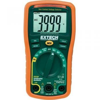 Multímetro Digital Extech EX330 CAT III 600 V, Pantalla de 4000 Cuentas, Detección de Tensión NCV y Medición de Temperatura Tipo K