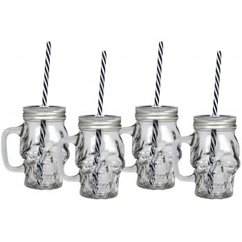 Ard'Time EC-4DJMORPOI Cubanios, Juego de 4 jarras en forma de calavera de cristal transparente, capacidad: 330 ml