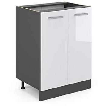 Mueble Bajo de Cocina R-Line, Blanco Brillante, 60 cm sin Encimera