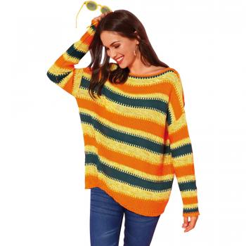 Jersey Tricot de fantasía Mujer by Vencastyle - 023548,Rayas Verde Lima,M
