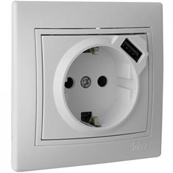 Base de enchufe Solera ERP60USB-U con doble toma de corriente y dos puertos USB para carga rápida