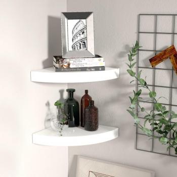 vidaXL Floating Corner Shelves - 2 pcs High Gloss White 25x25x3.8 cm MDF