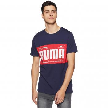 Puma Graphic Logo Block T-Shirt, Hombre, Peacoat, XL