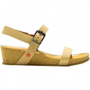 Art Sandalias para Mujer 1940 I Imagine con Cuña de Piel Color Amarillo y Cierre de Hebilla - Altura Cuña 4,5cm