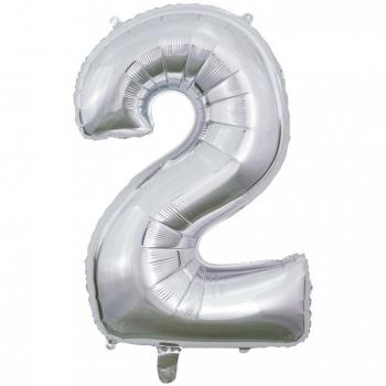 Globo de Foil Número 2 Plata 66 cm