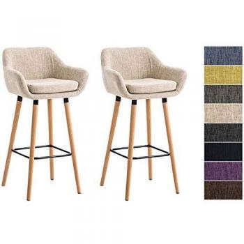 Set de 2 taburetes Grant en tela crema con estructura de madera y alta calidad
