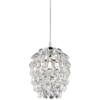 Lámpara Colgante Petty con Cristales Acrílicos Transparentes, Diámetro 20 cm, E14, Cromo