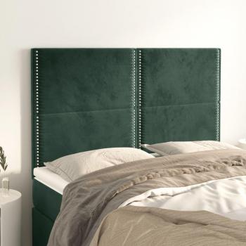 Cabeceros 4 piezas terciopelo verde oscuro 72x5x78/88 cm