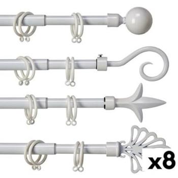 Barra Extensible para Cortinas de Hierro Blanco 170 - 320 cm (8 Unidades)