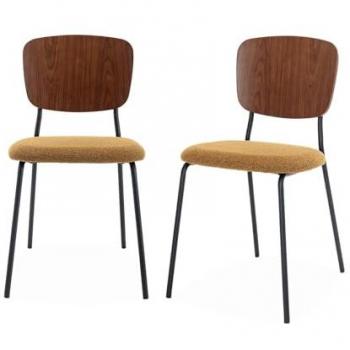 Sillas Loop Texturizada Emy, Set de 2, Mostaza