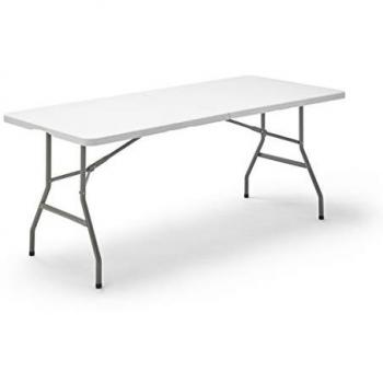 Mesa Plegable Multifuncional 180x74 cm, Altura Regulable 49/61/74 cm, Color Blanco