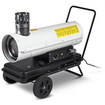 Calefactor de gasoil indirecto TROTEC IDE 20, potencia de 20 kW, capacidad de calefacción para espacios grandes, funcionamiento silencioso, tanque de combustible integrado, termostato ajustable, diseño portátil con ruedas