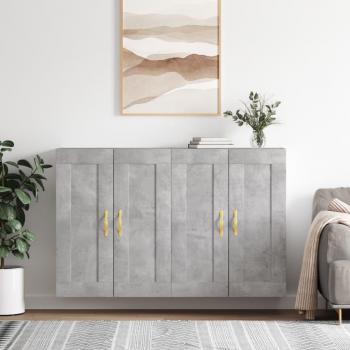 Armarios de pared 2 uds madera de ingeniería gris hormigón con manija de puerta en hoja dorada, mueble de almacenaje moderno para salón, armarios con puertas y cajón de madera, buffet auxiliar y armario de almacenamiento