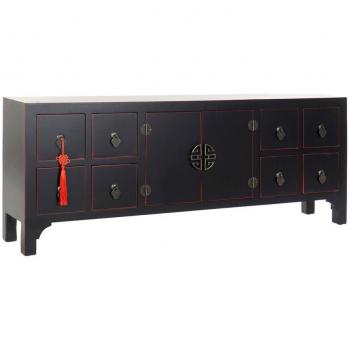 Mueble de TV DKD Home Decor Negro Multicolor Madera Abeto Madera MDF 130 x 24 x 51 cm
