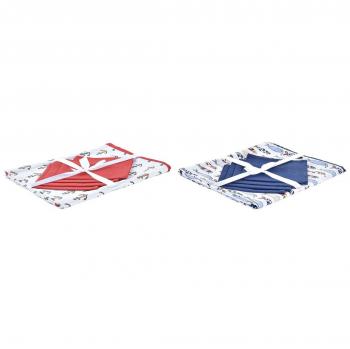 Set de mantelería DKD Home Decor Azul Blanco Rojo 150 x 150 x 0,5 cm (2 Unidades)