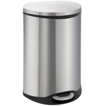 EKO Cubo de Basura con Pedal Shell Plateado Mate, Capacidad 50 L, Bote Papelera Cocina