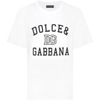 Dolce & Gabbana Women's Logo Cotton T-Shirt, White, Size 42 (S) F8V09ZGDCNVW0800
