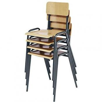 Silla Apilable Eurokraft Basic de Madera Contrachapada en Color Gris Basalto